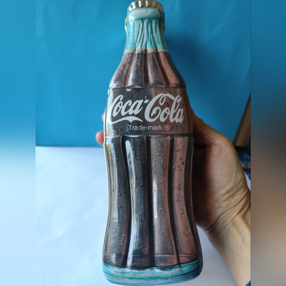 Vintage Coke Bottle Shaped Metal Tin Collectable Gift Box 1996